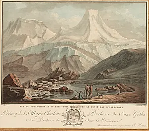 'Vue du Gross-Horn et du Breit-Horn avec le Petit Lac D'Ober-Horn' by Charles-Melchior Descourtis