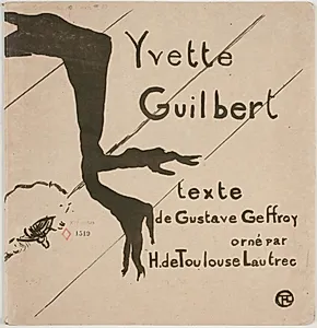 Yvette Guilbert. Albumforside by Henri de Toulouse-Lautrec