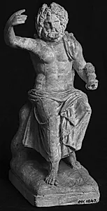 Zeus, siddende med tordenkile i v. hånd, h. løftede hånd har holdt scepter by Ubekendt