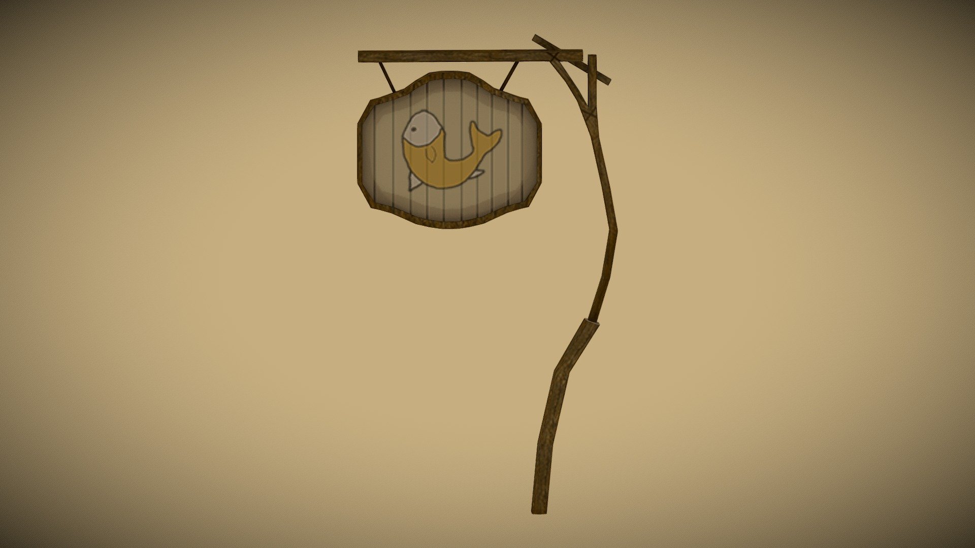 Stylized low poly shop sign