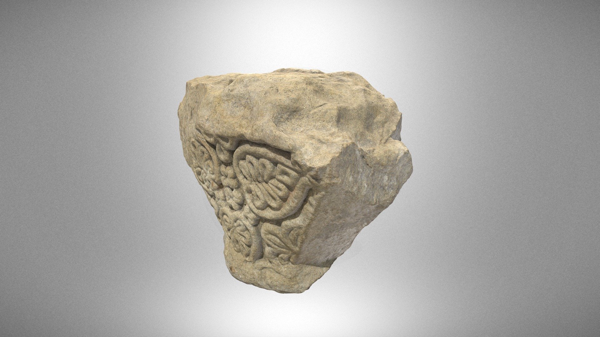 Half of a twin capital with a griffin motif