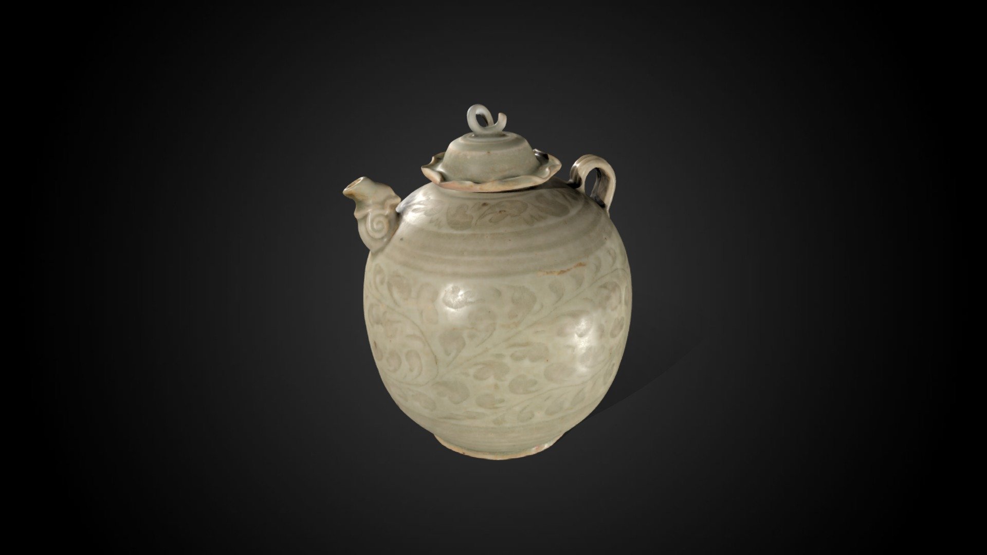 Celadon Ewer and Cover, 13th - 14th C CE