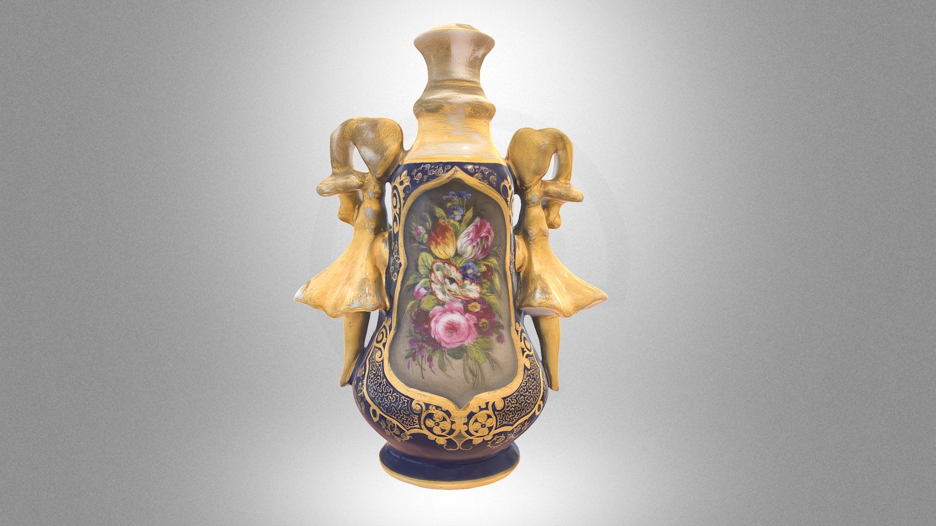 Bottle with a floral miniature painting