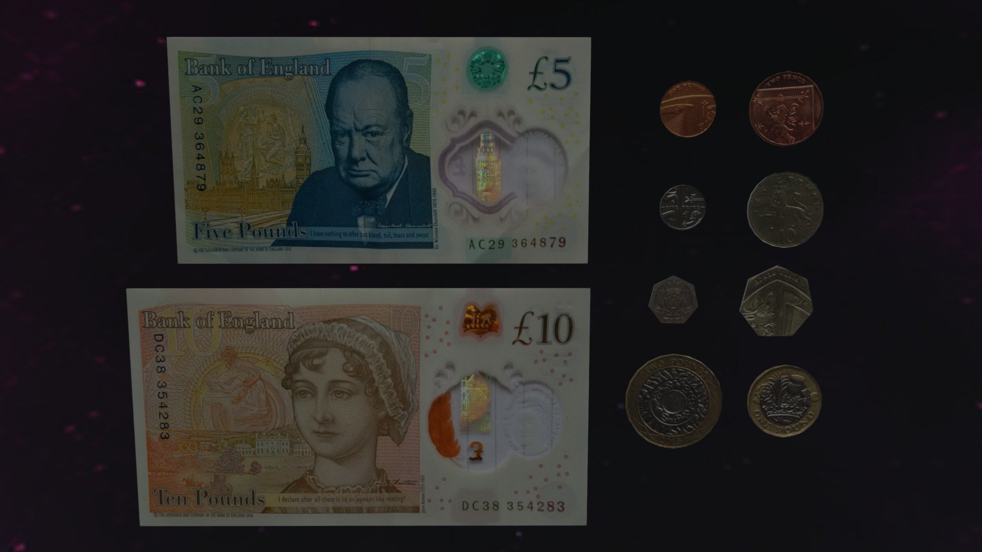 Modern GB Currency (v0.1) .Blend FREE Low Poly