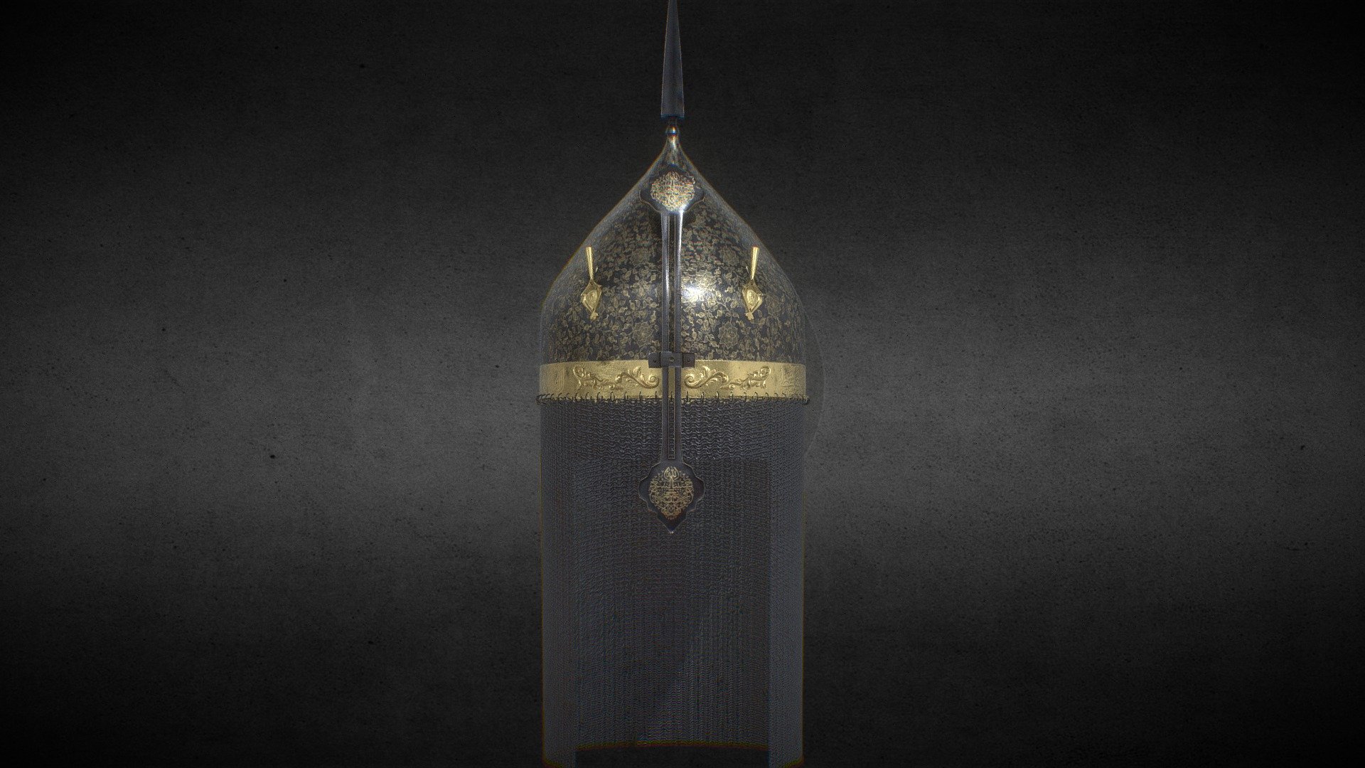 Ornate Kulah Khud Helmet (Low Poly Game Ready)