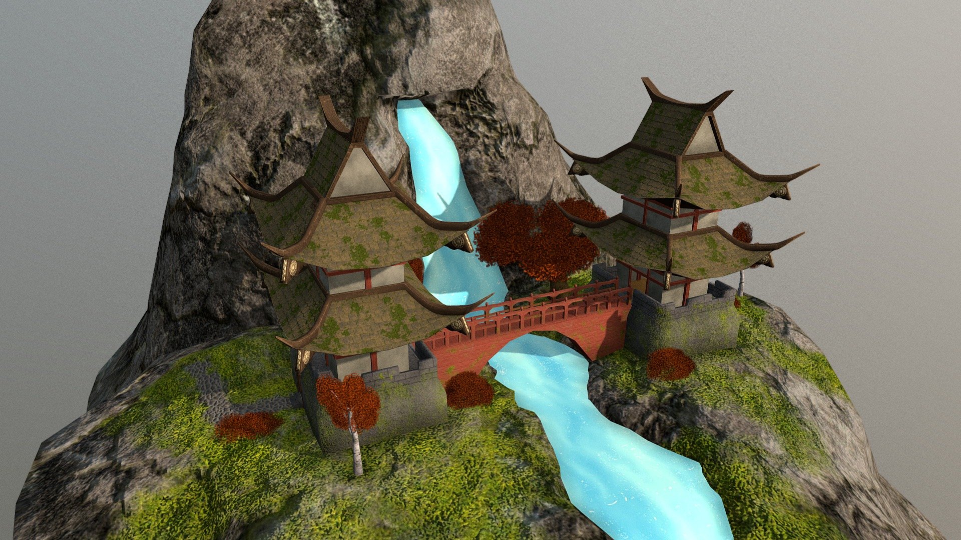 Asian Water Crossing Buildings