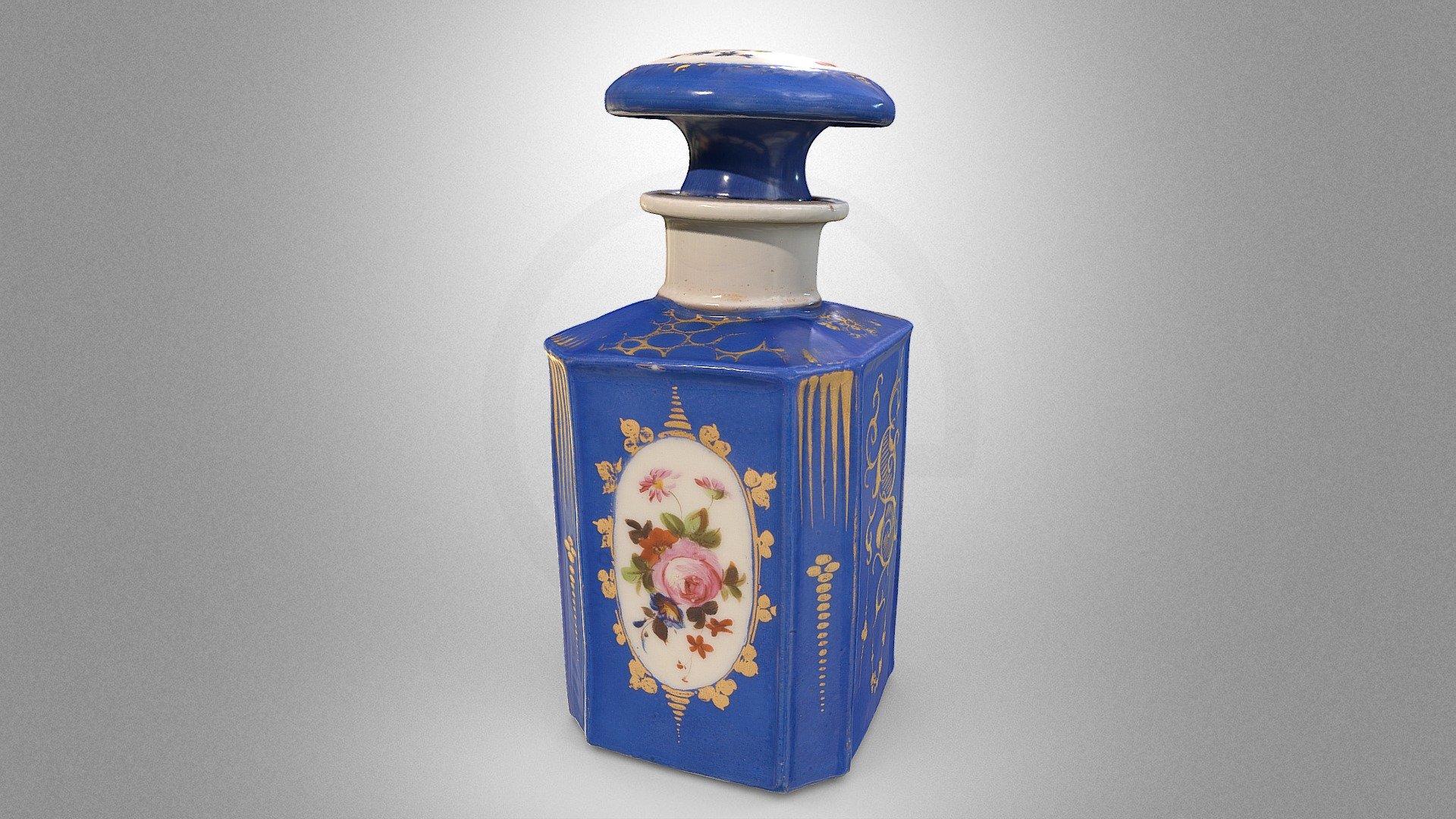 Porcelain bottle with a floral medallion