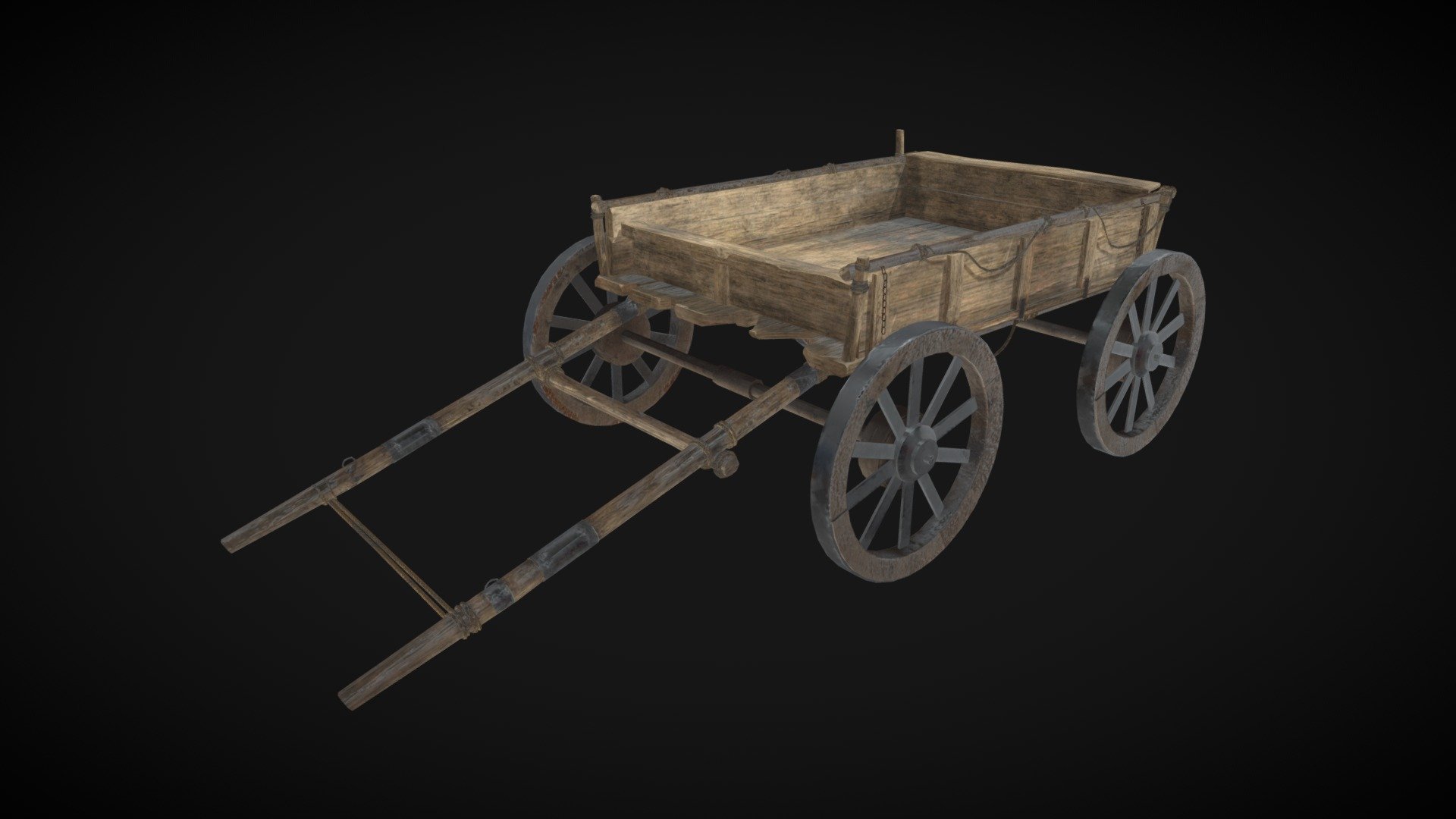 Medieval Cart Low Poly
