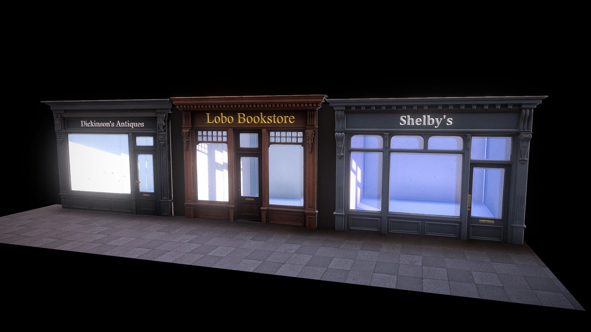 Storefronts with opening doors (empty stores)