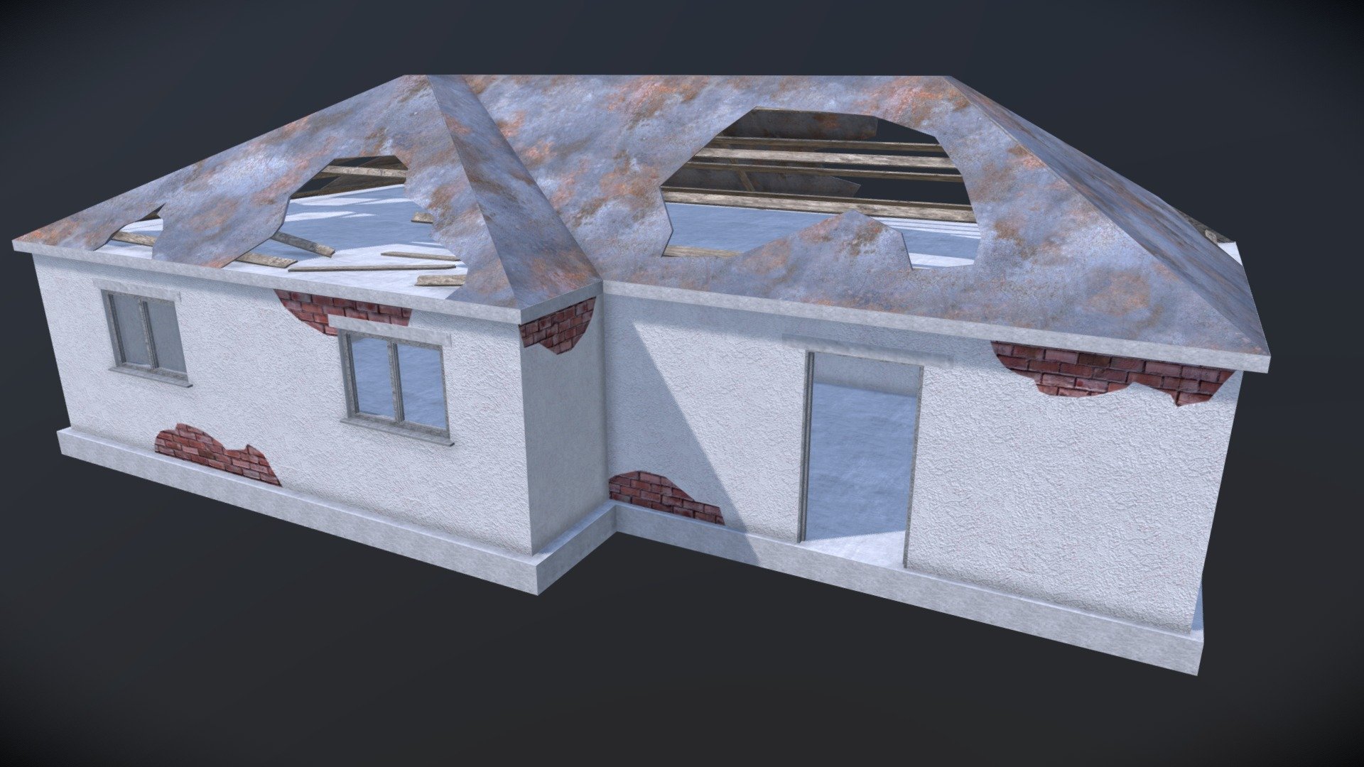Ruined single-floor building. Game model