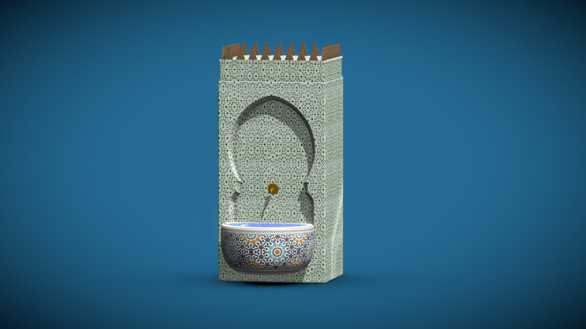 Moroccan Fountain with Zellige Tiles