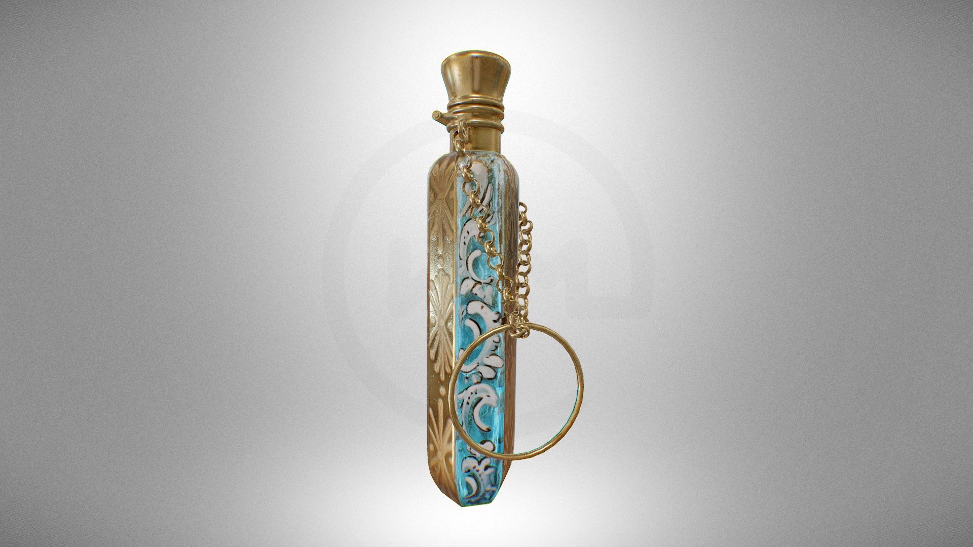 Perfume bottle with a chain