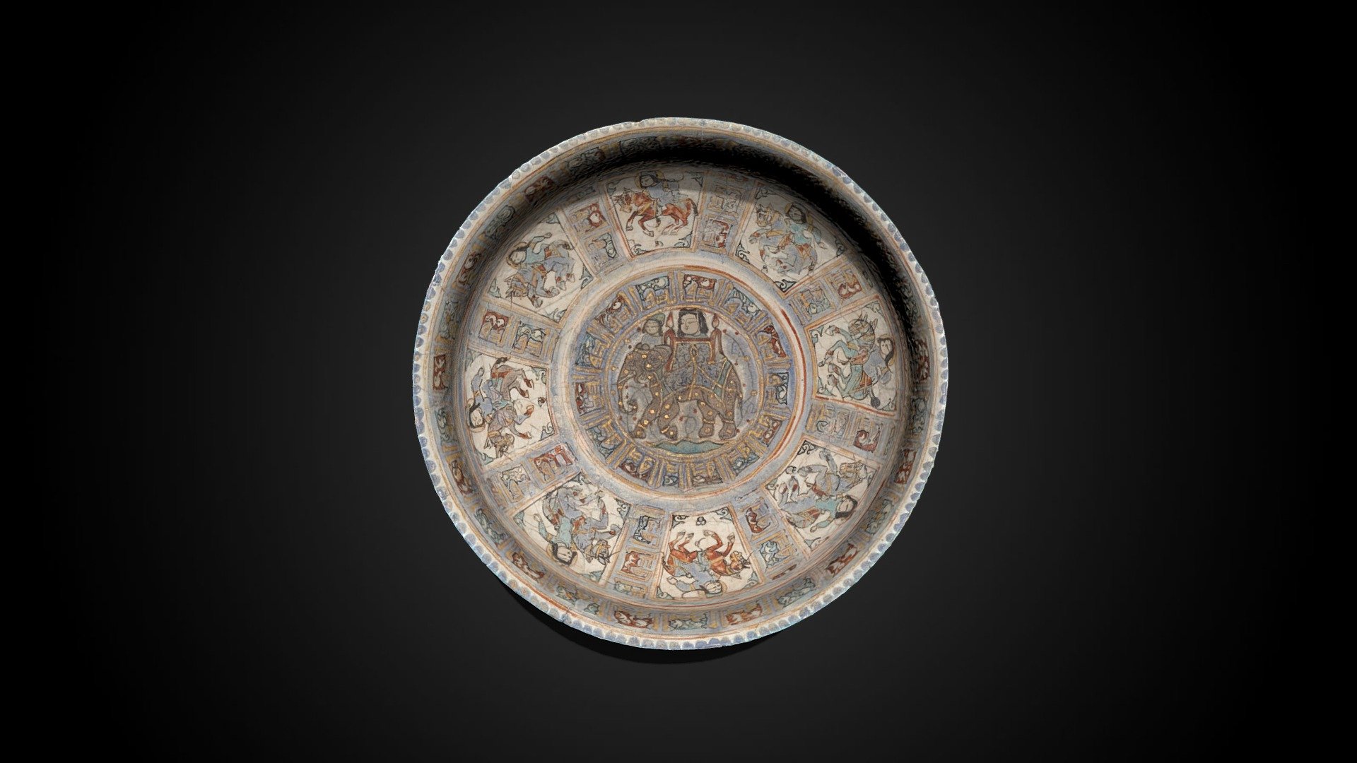 Minai 'Bowl Depicting a Lady Riding an Elephant'