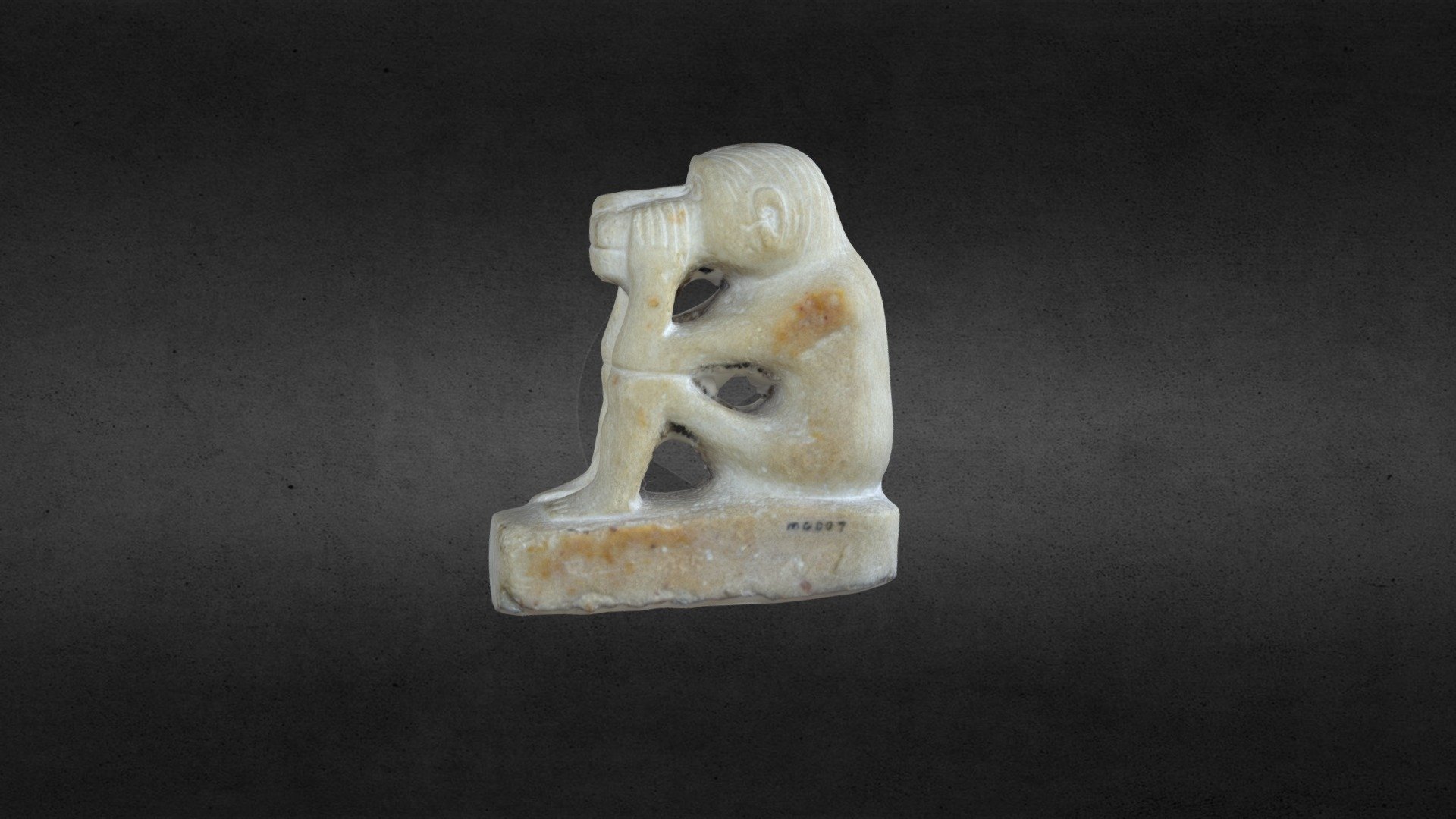 Carved Limestone Figure of a Monkey