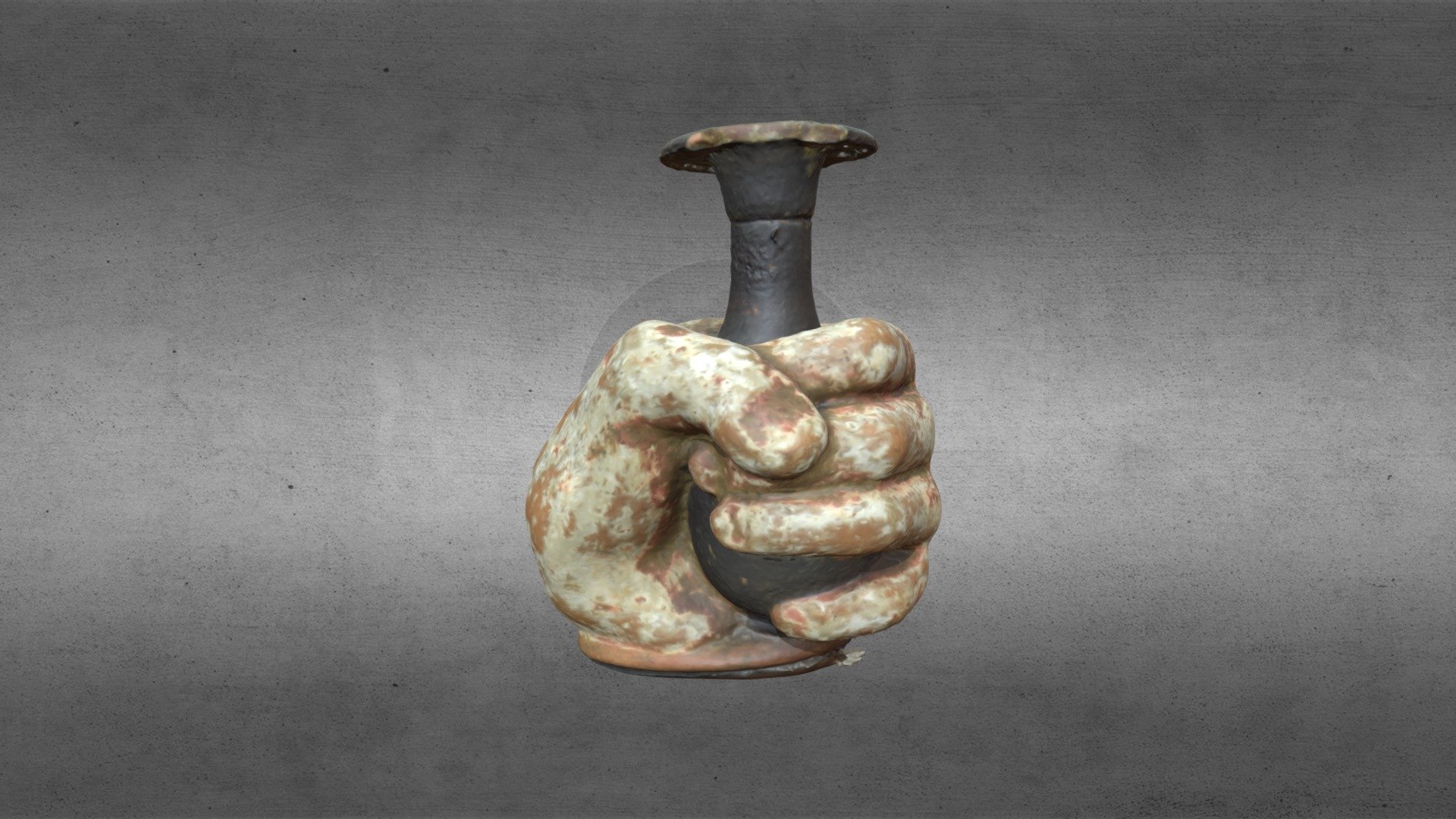Greek, hand-vase clasping a lekythos