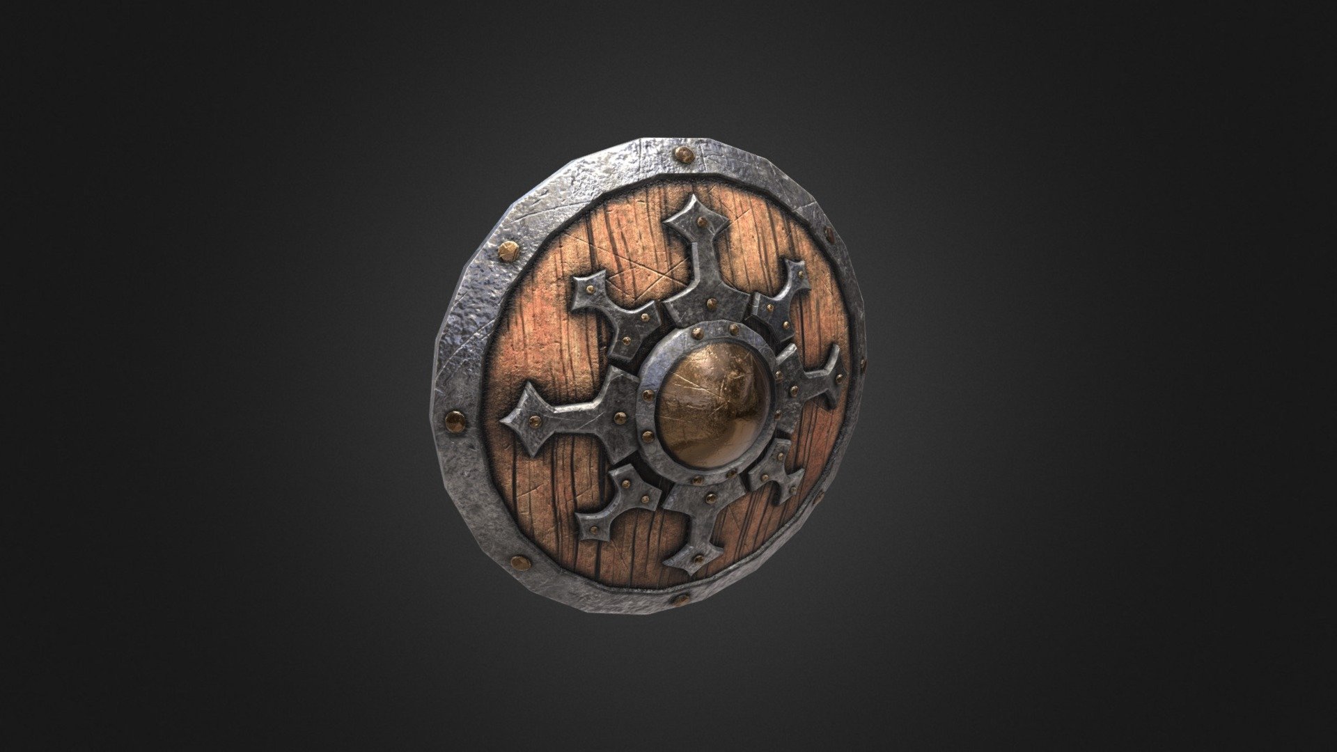Reinforced Wooden Shield (game ready asset)
