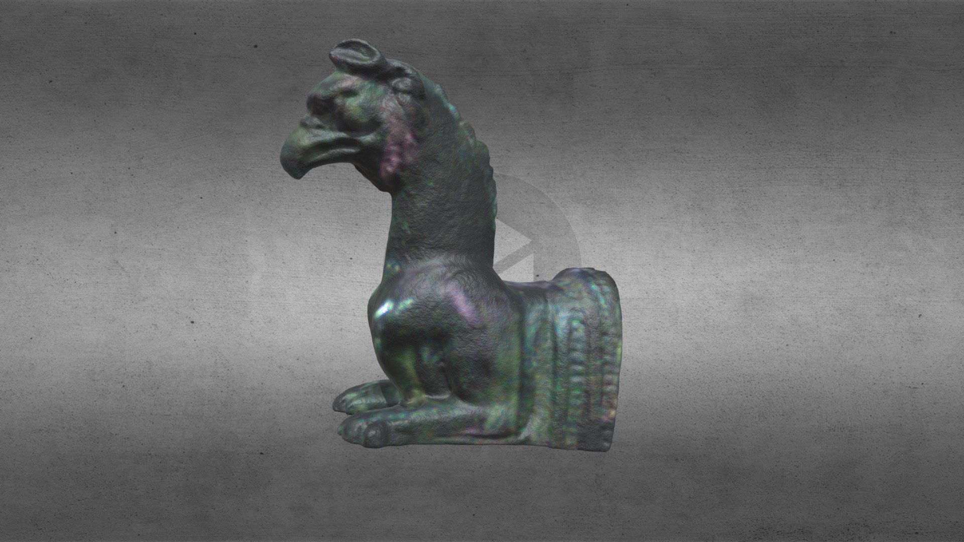 Bronze figure of a griffin