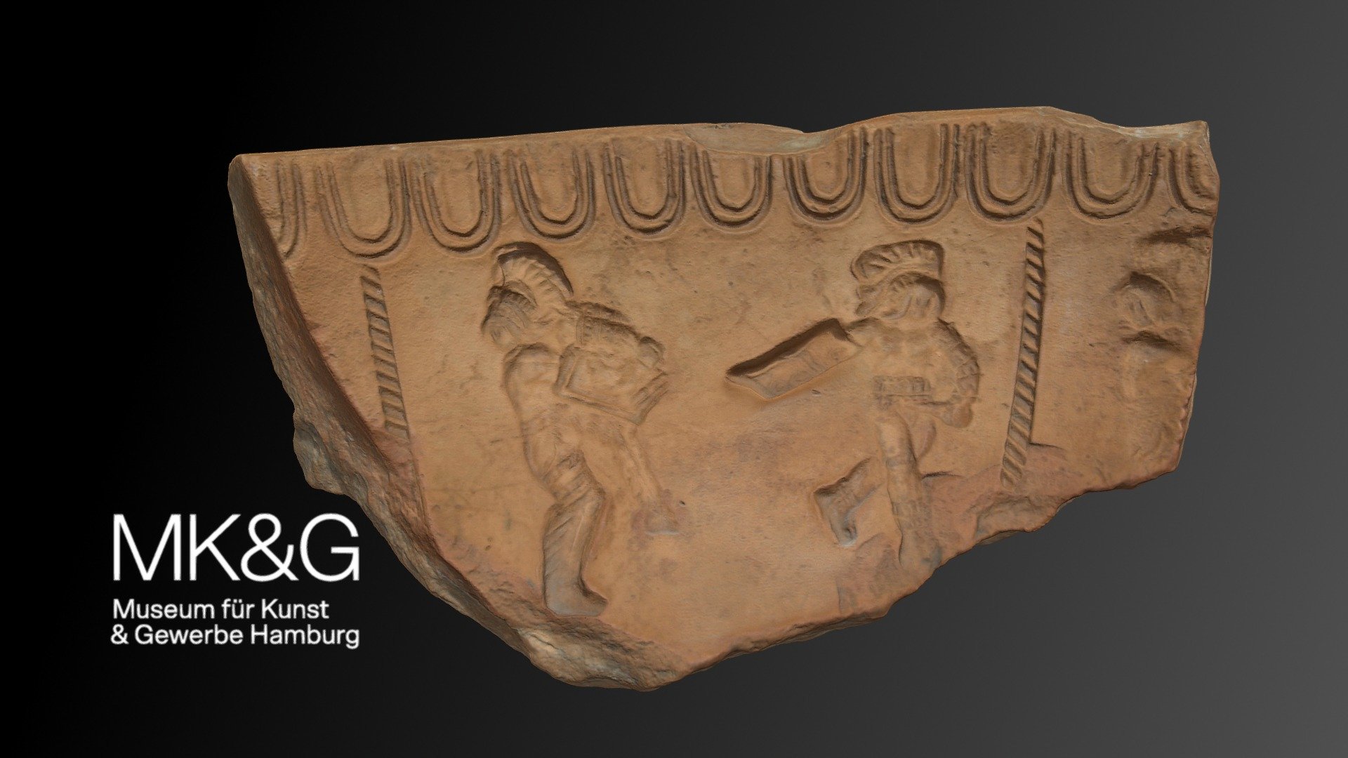 Fragment einer Formschüssel (Gladiatoren)