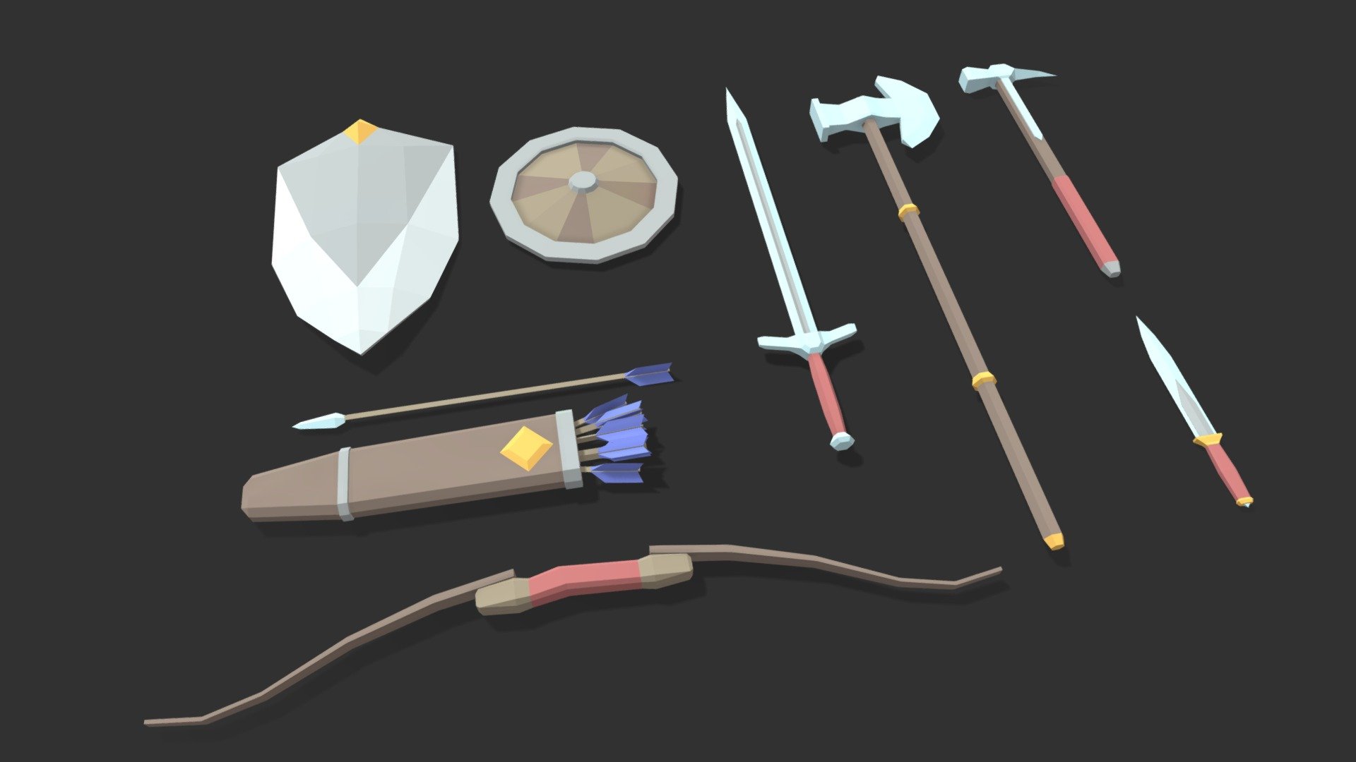 Low poly medieval weapons free pack