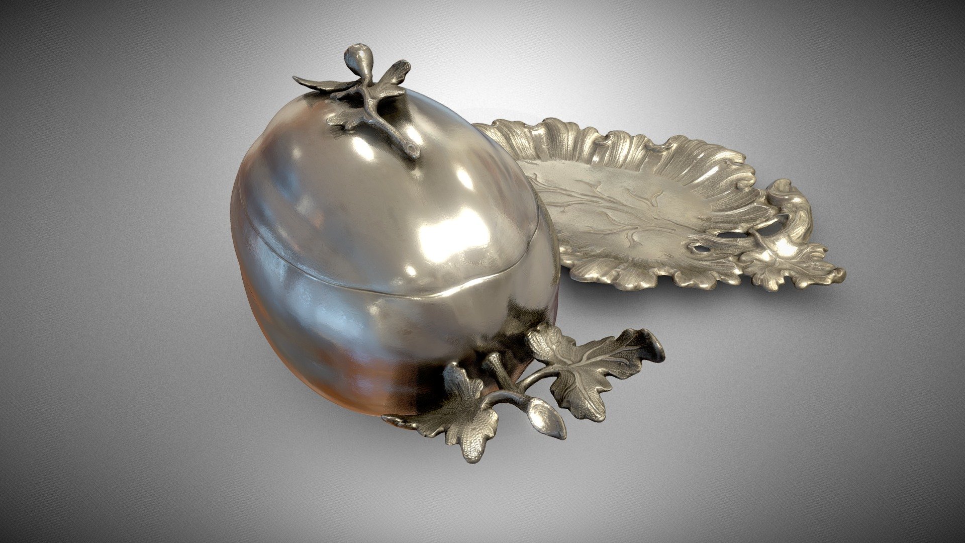 Etrog dish with a leaf-shaped tray