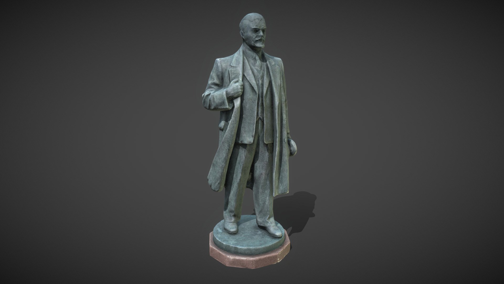 Tartu Lenin statue (bronze, 1952). Low-poly, PBR