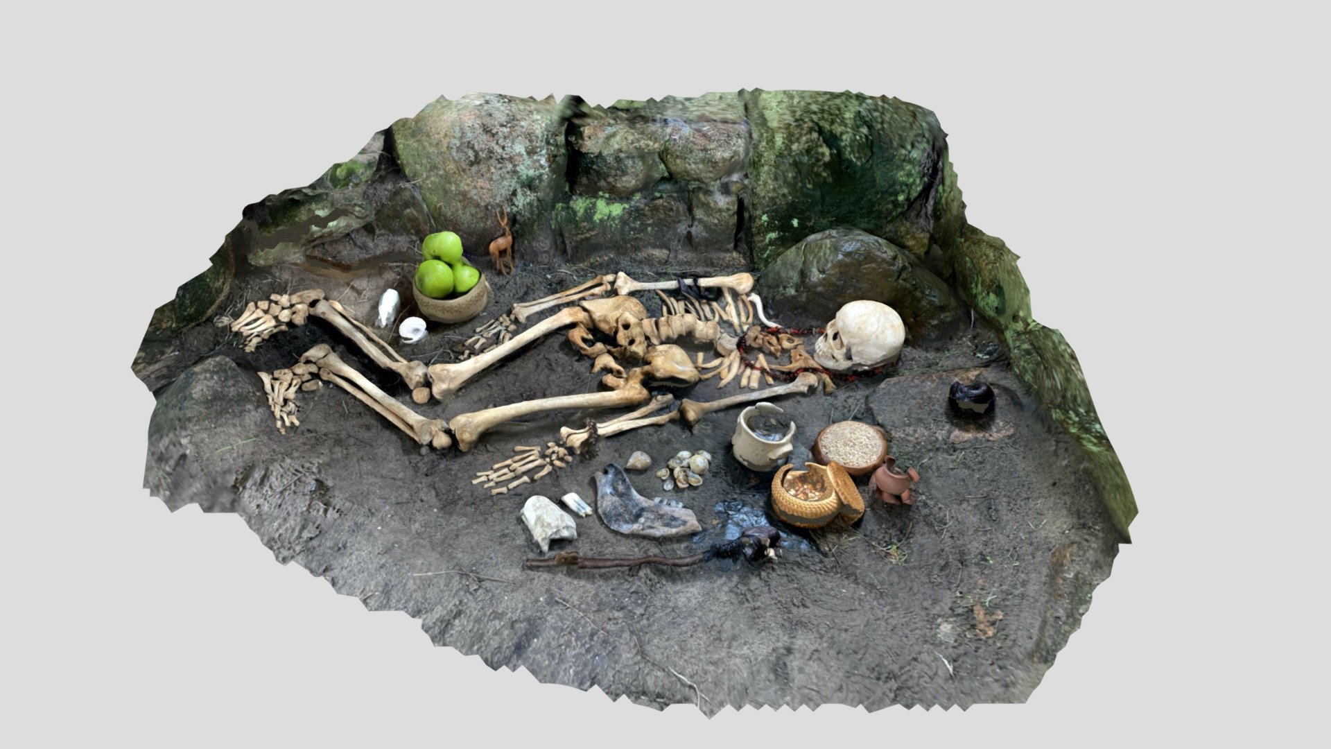 Neolithic burial reconstruction, Grantez, Jersey