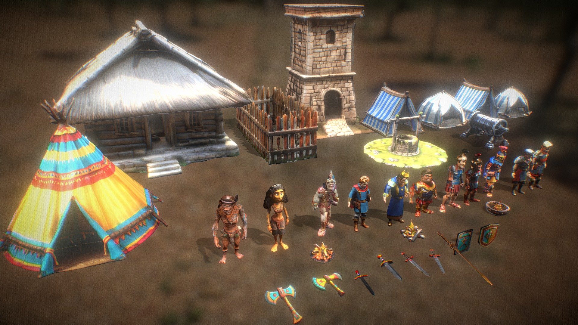 Romans vs Aztecs kitbash (animated)