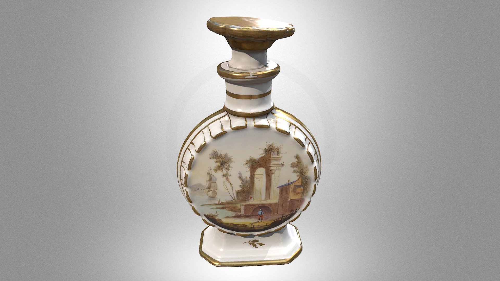 Perfume bottle with a landscape