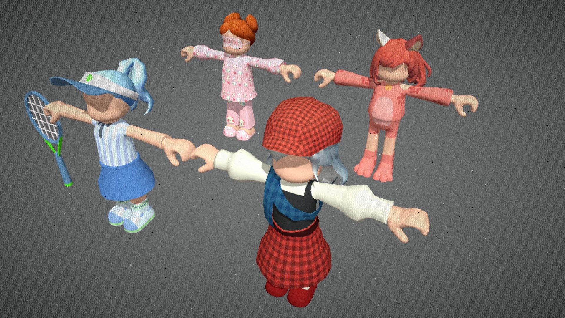 3D cute Character Outfit Pack for Mobile Games