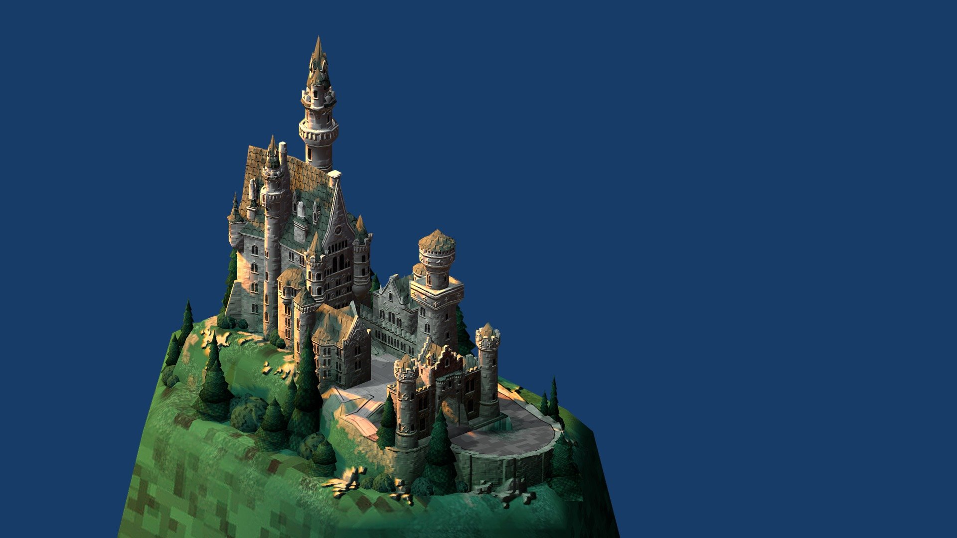 Pixel Neuschwanstein Castle (Low Poly)