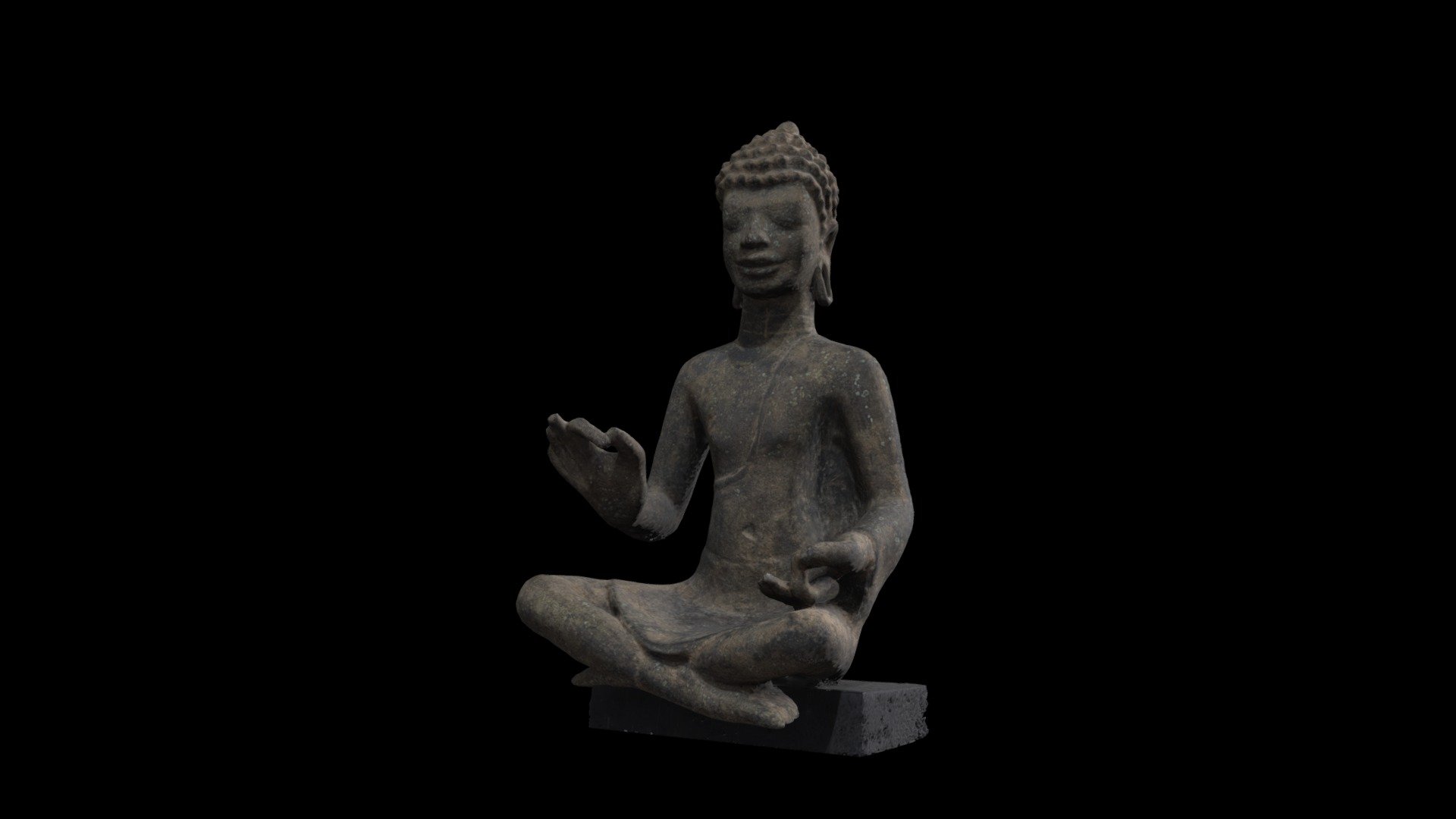 10th C CE Thai Seated Buddha - black background