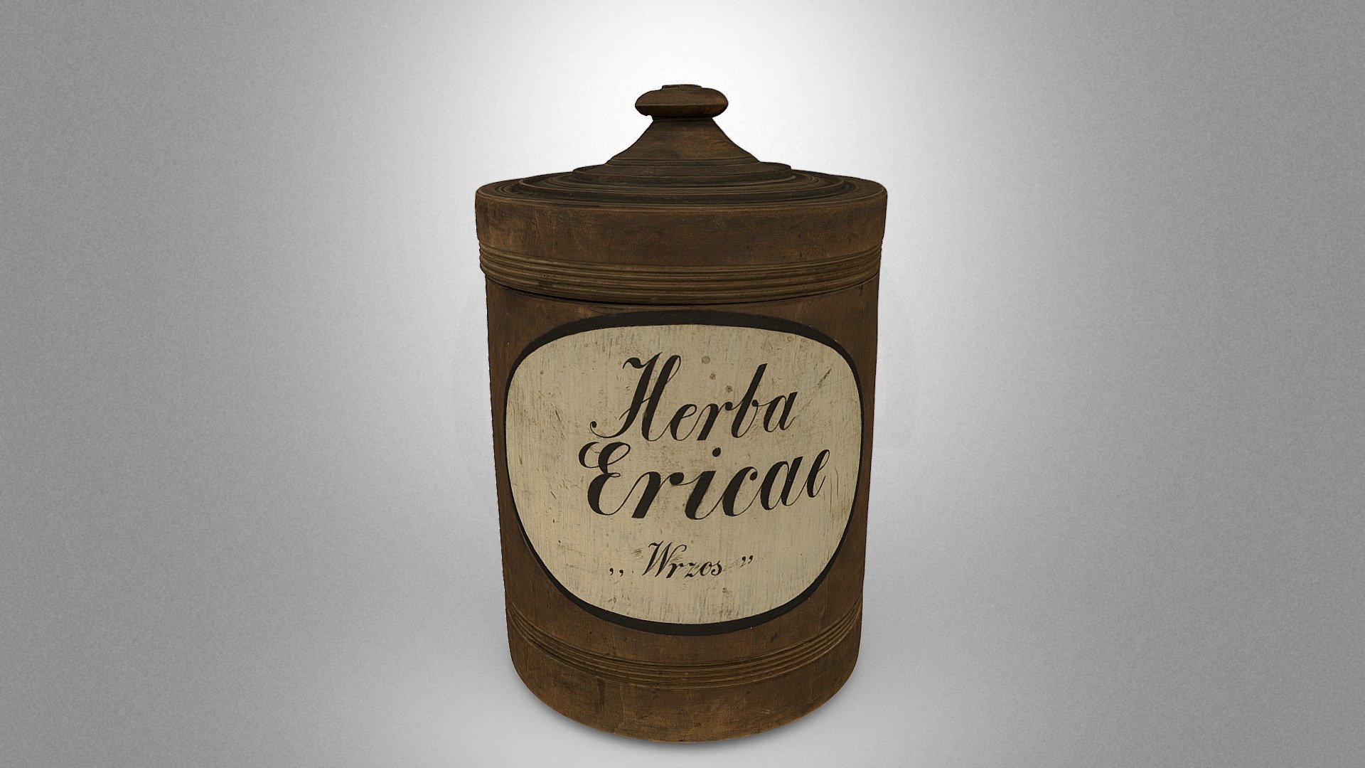 Wooden apothecary vessel for heather herb
