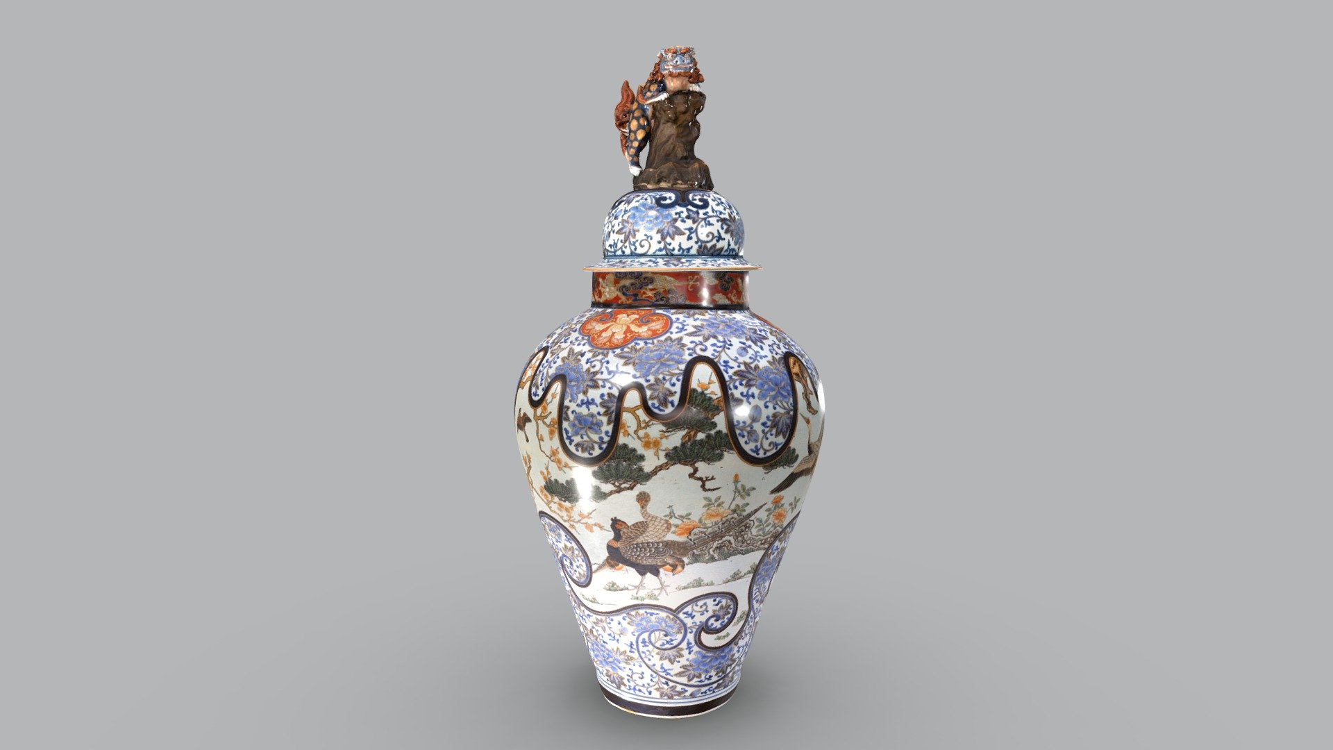 Japanische Deckelvase im Imari-Stil