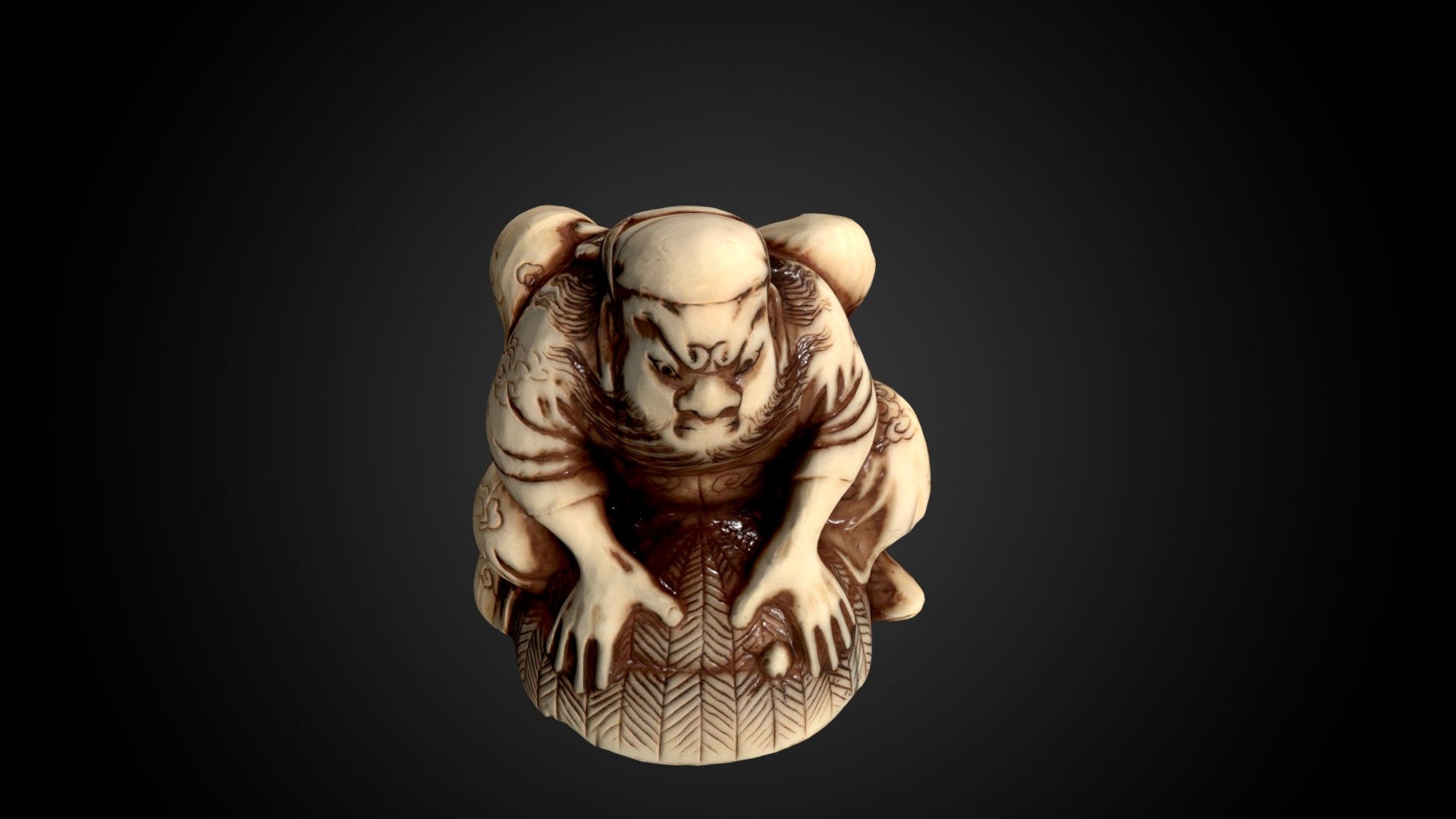 Netsuke - Shoki capturing an oni