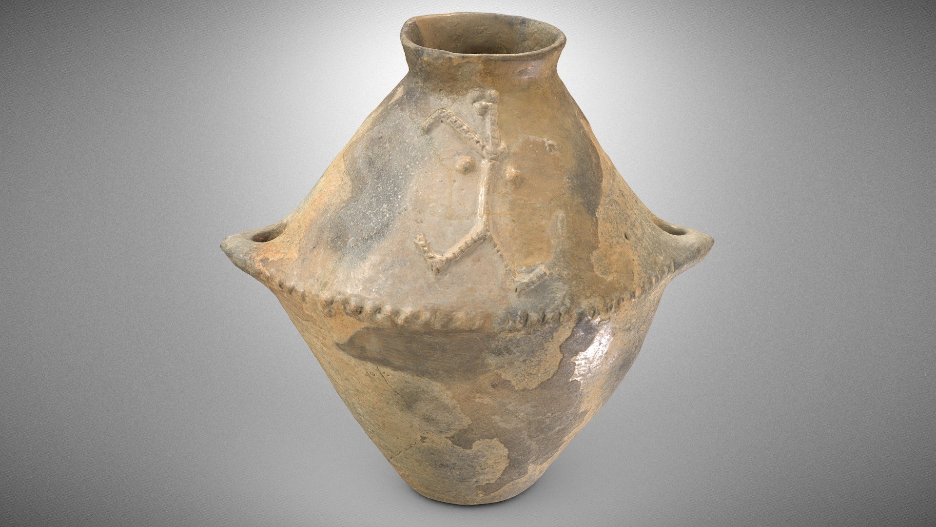Clay amphora with the image of a woman