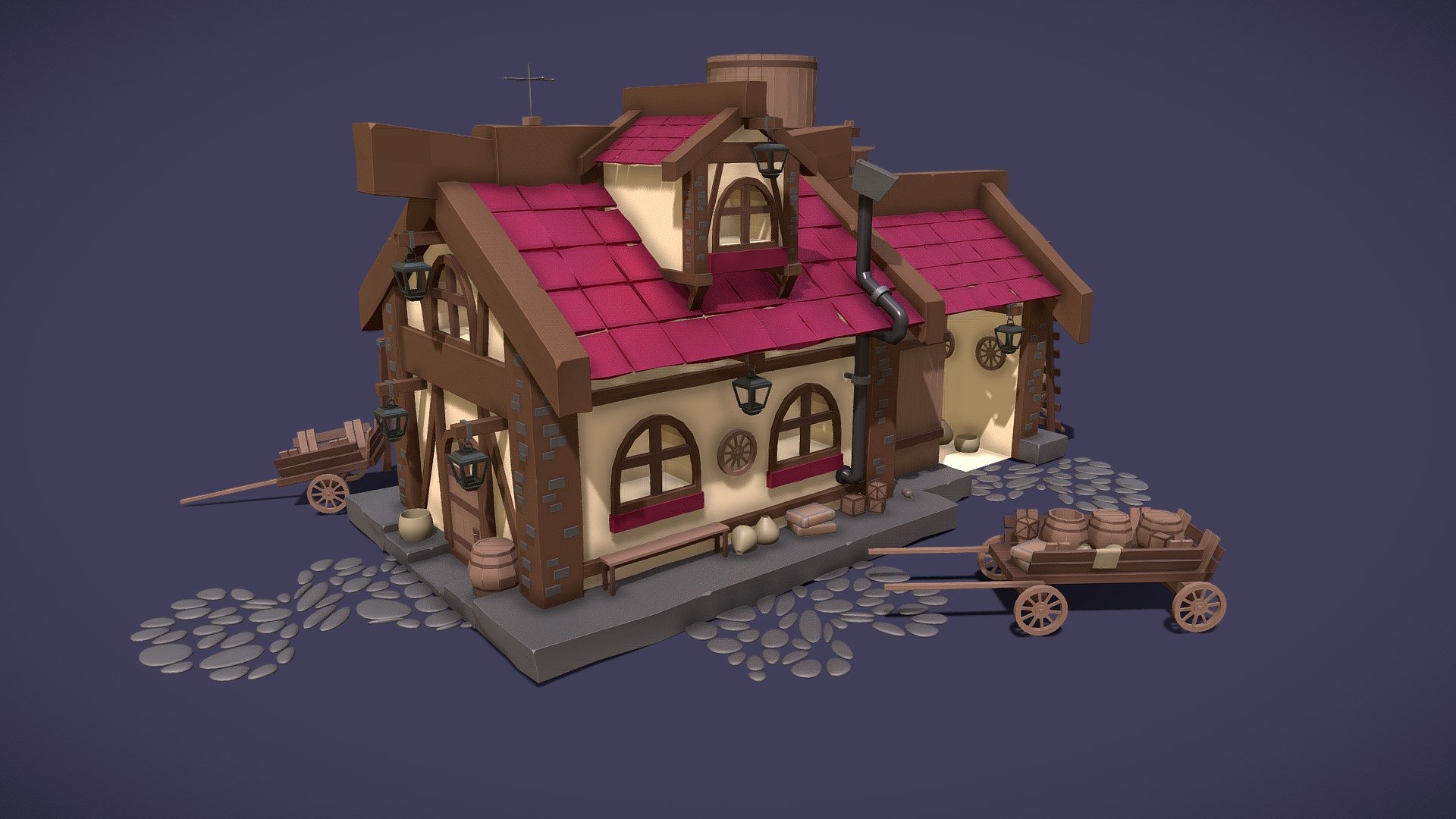 Cottage house stylized