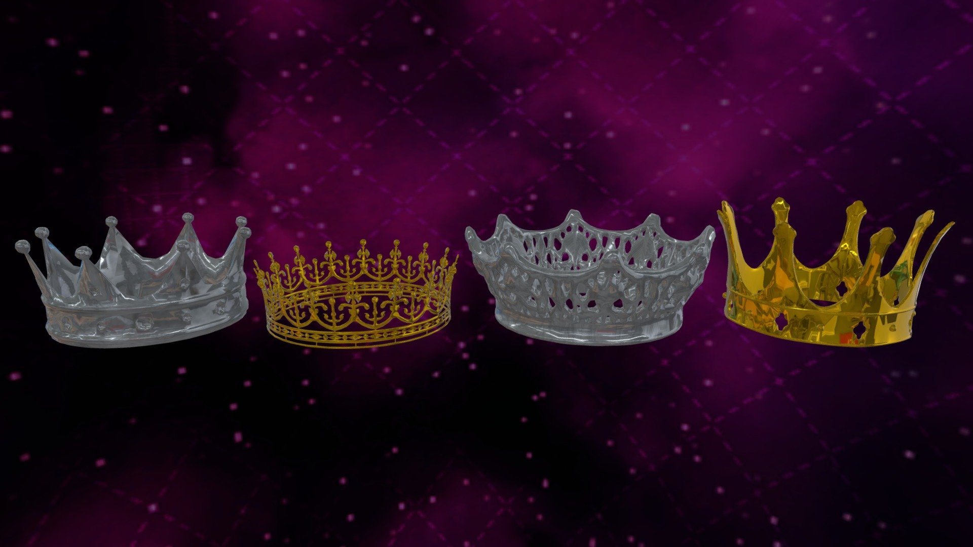 Crown Set Collection FBX Low Poly FREE