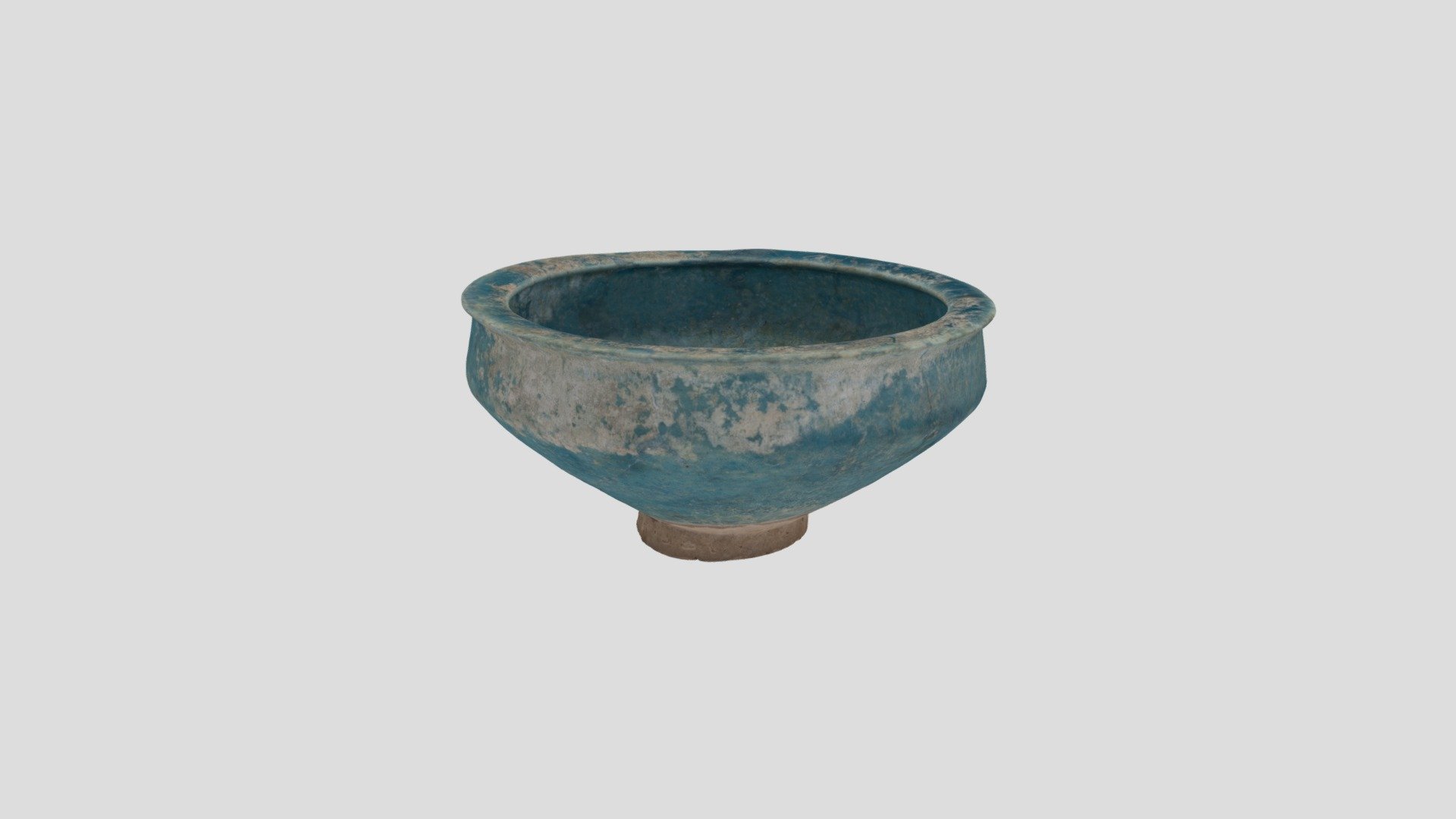 青緑釉鉢 bowl; frit body with a turquoise glaze
