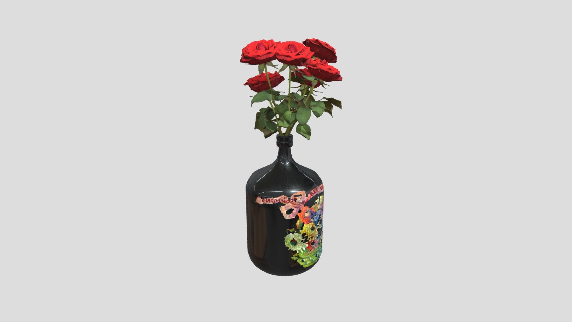 Bottle with roses