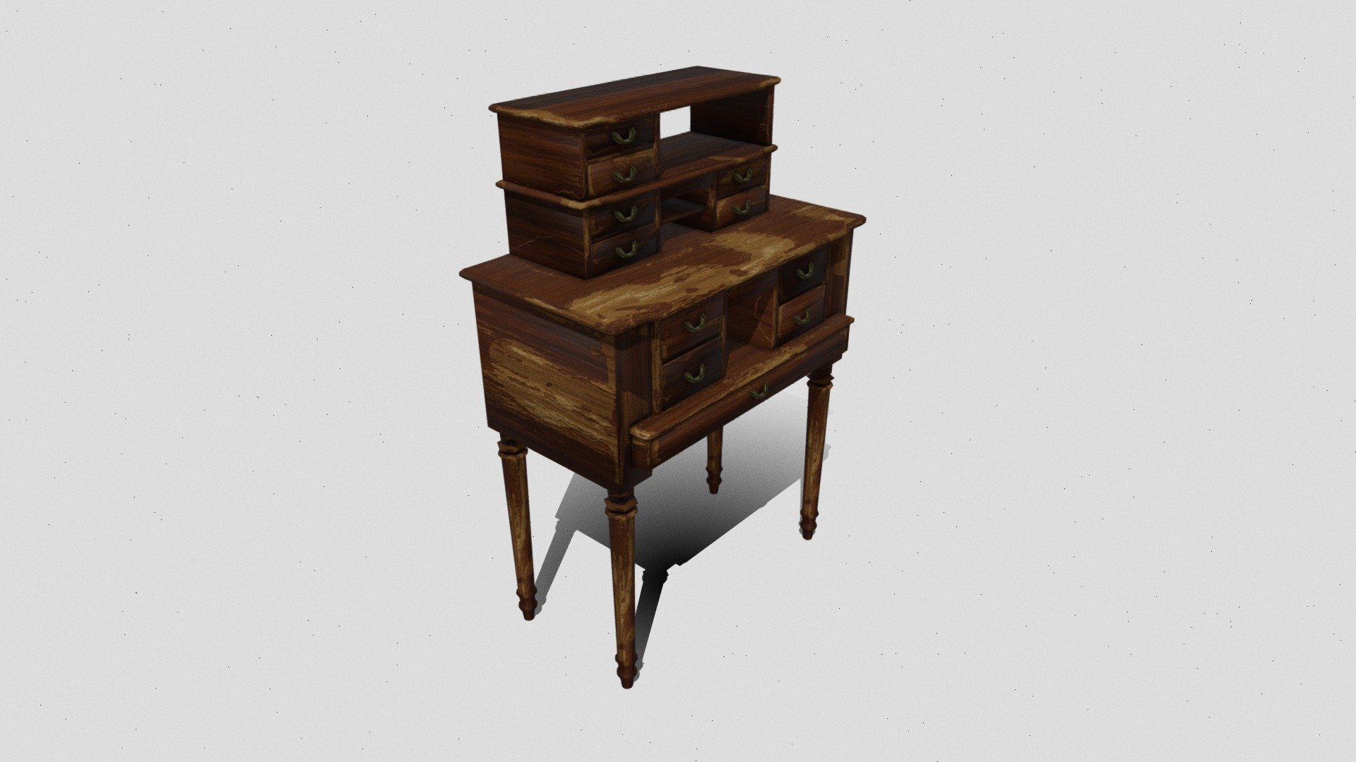 Lowpoly wornout victorian desk