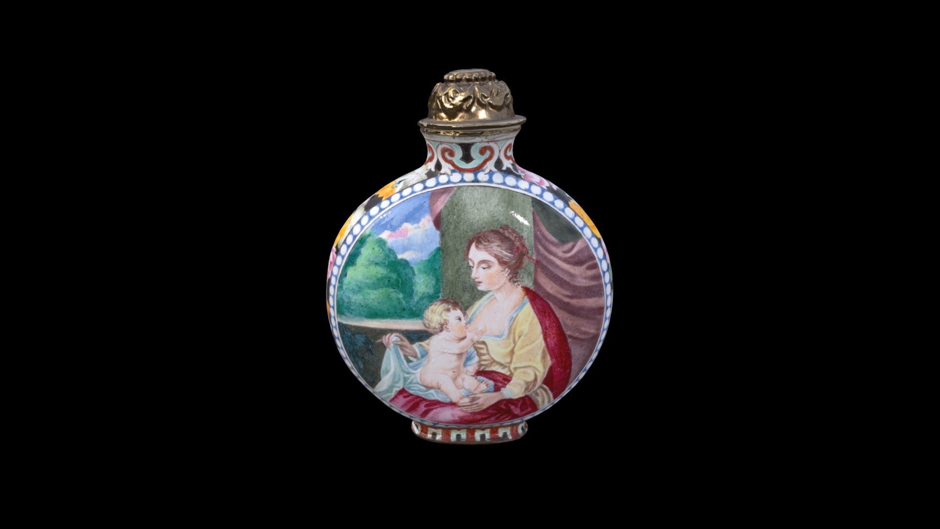 1991.126 Snuff Bottle with European Figures