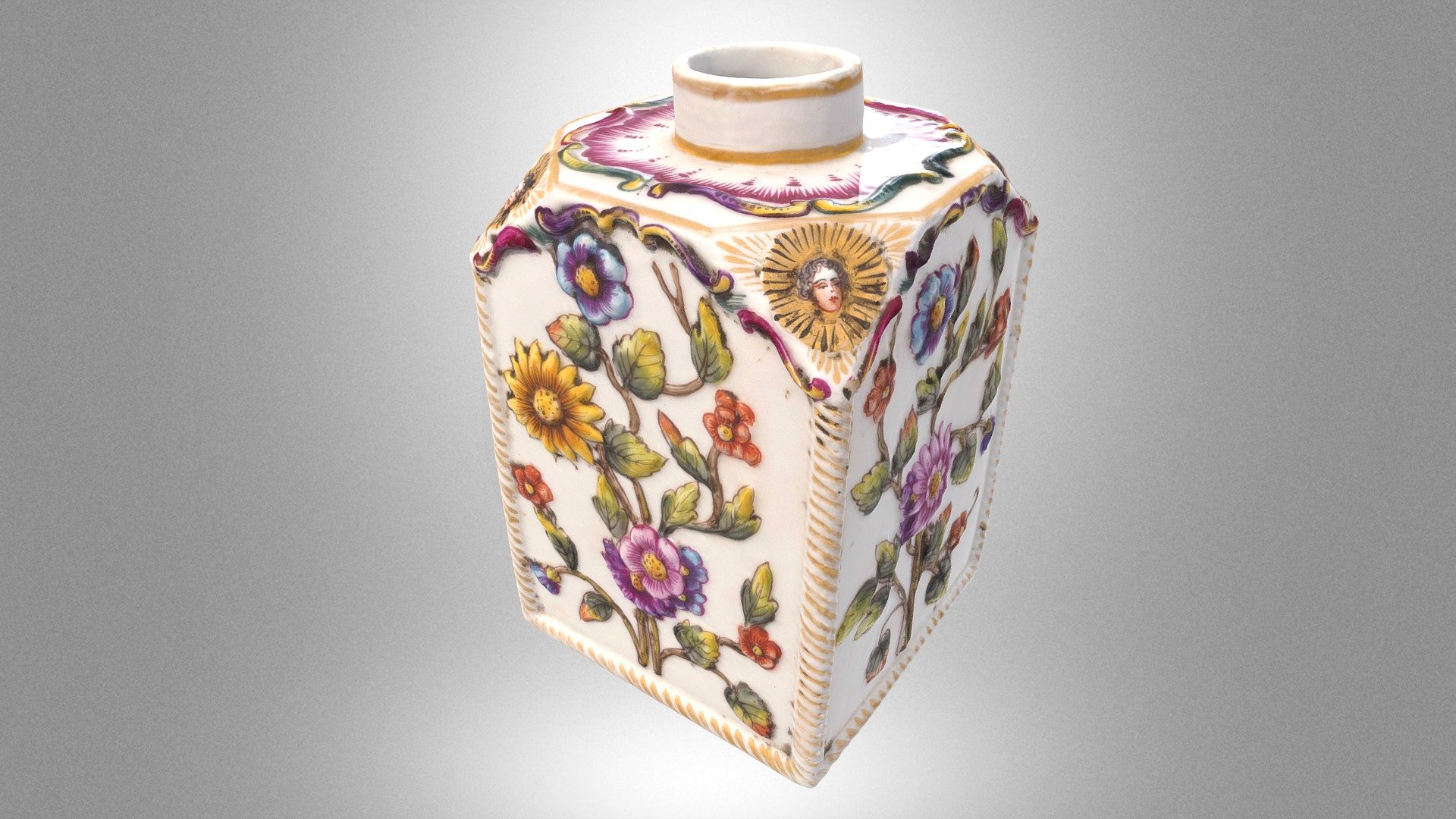 Porcelain bottle with an ornamentation