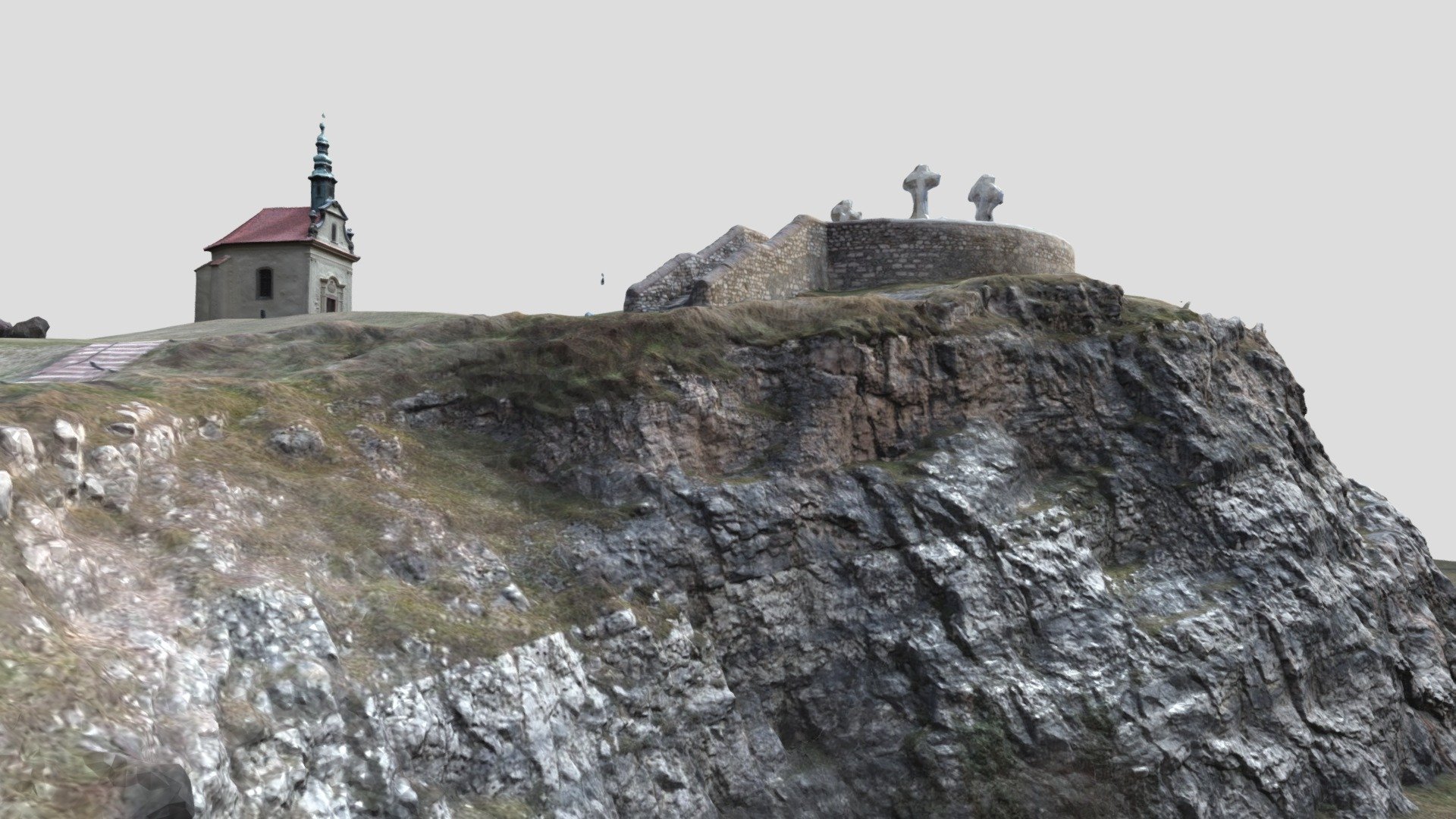 Cliffside with chapel and calvary