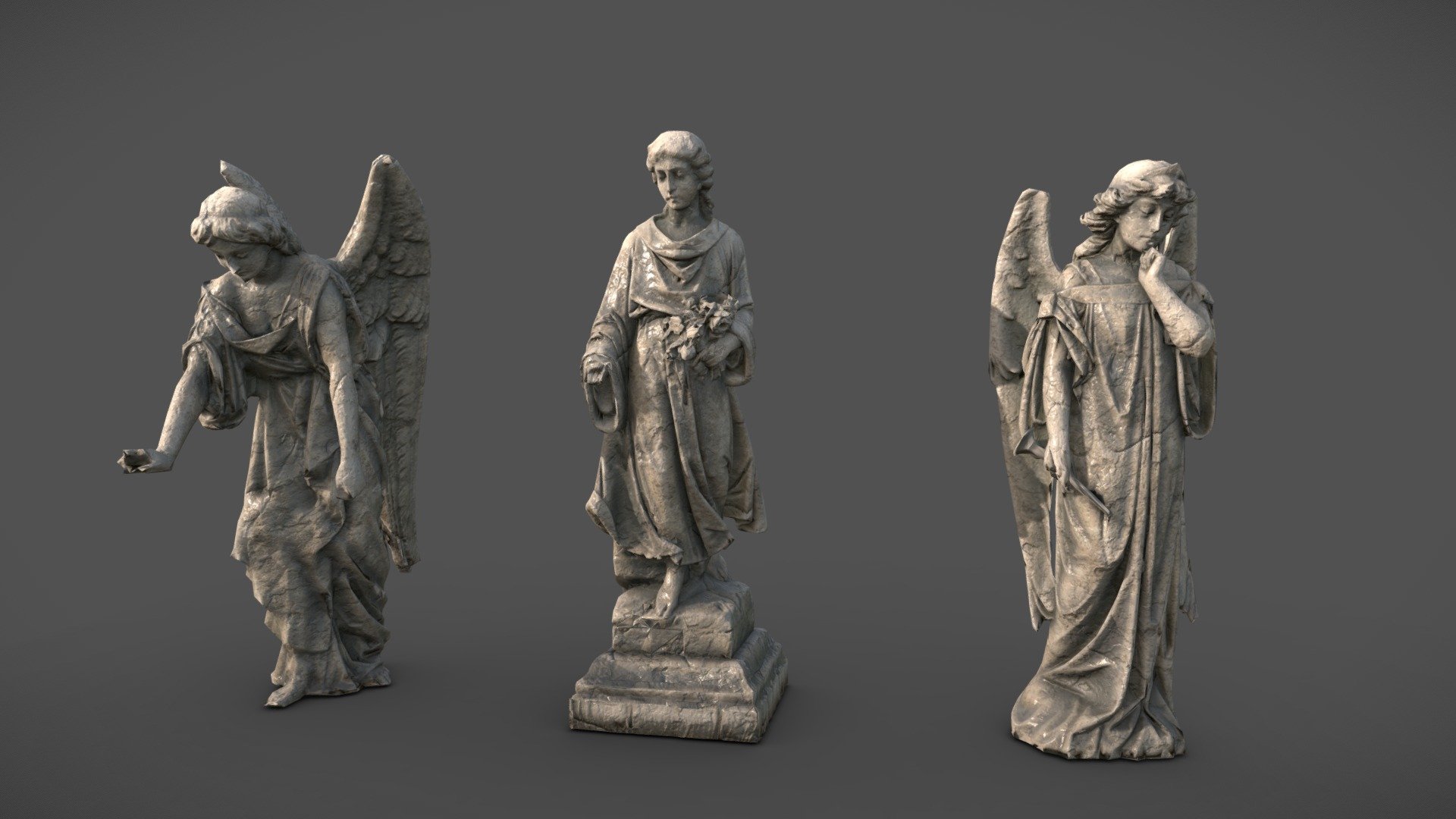 free Angels Statues - Retopoed (kinda)