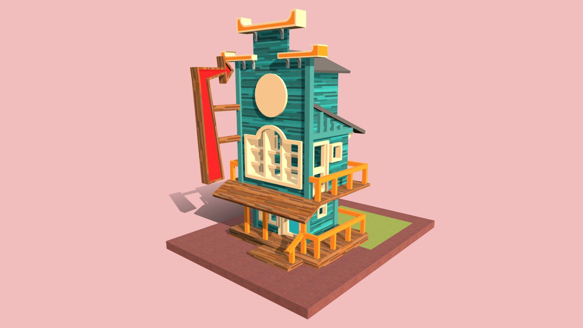 Cartoon Style - Ｗestern Cowboy Pub house