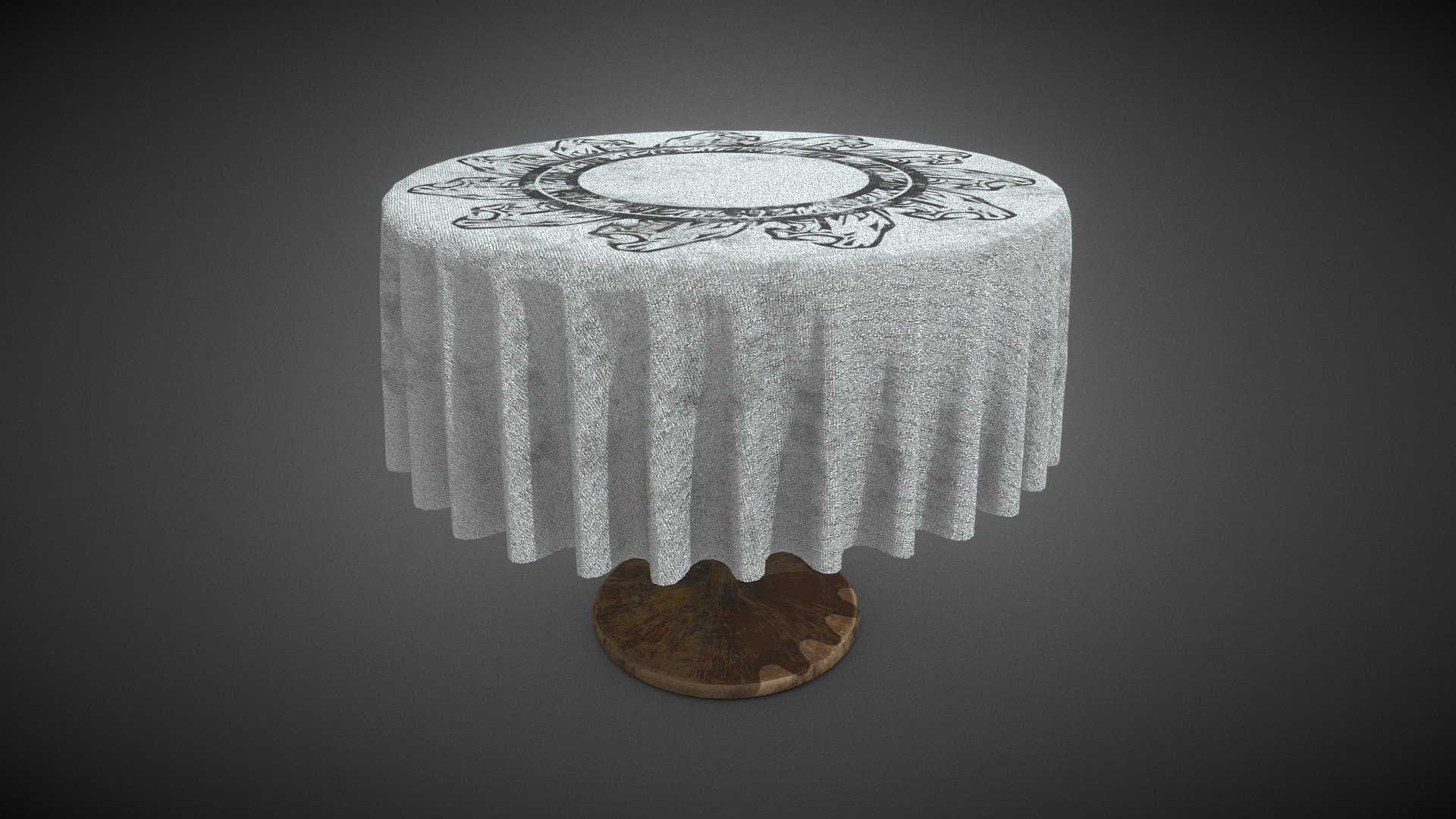 Medieval Round Table with Cloth