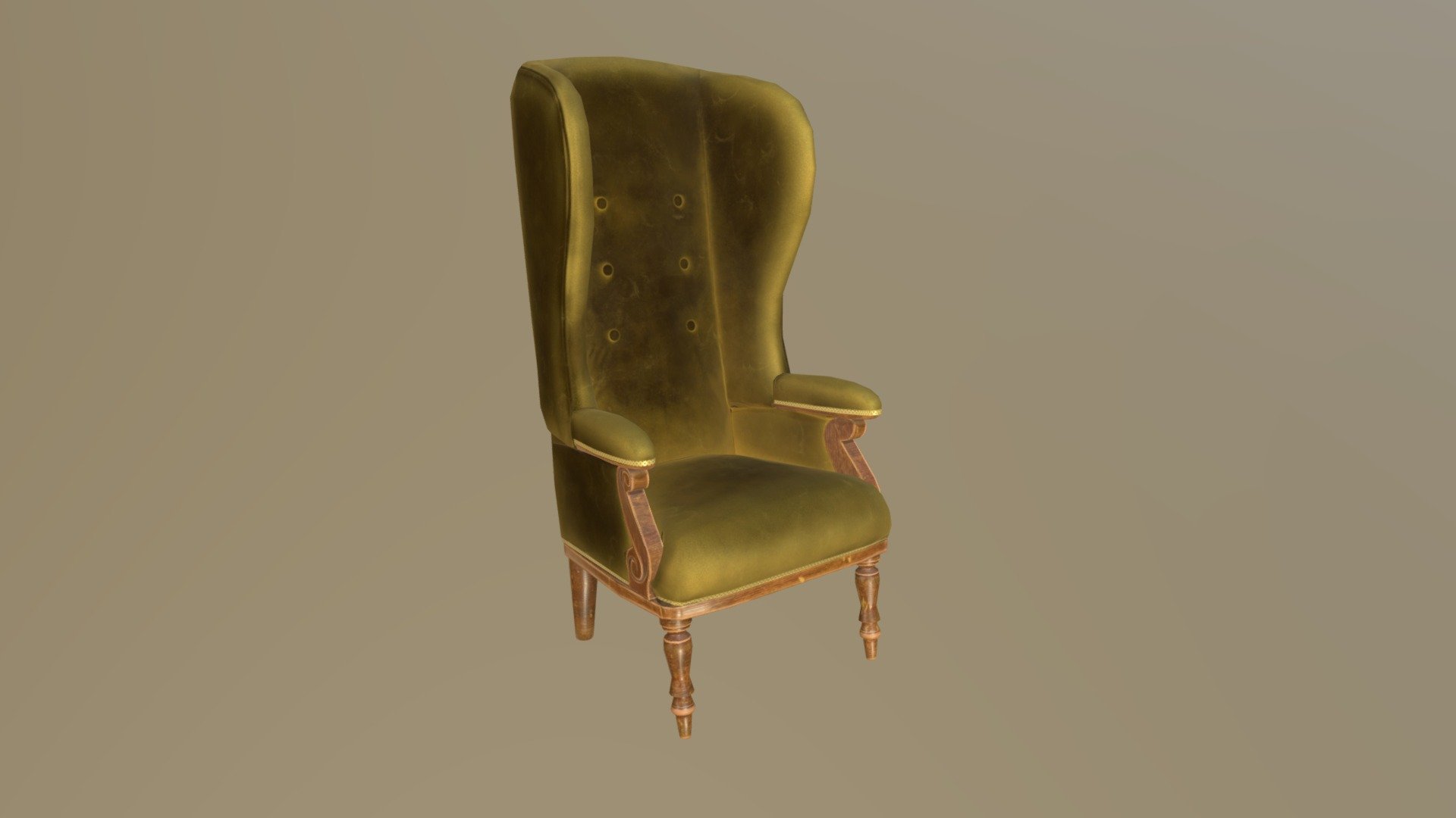 Antique Wing Back Chair lowpoly