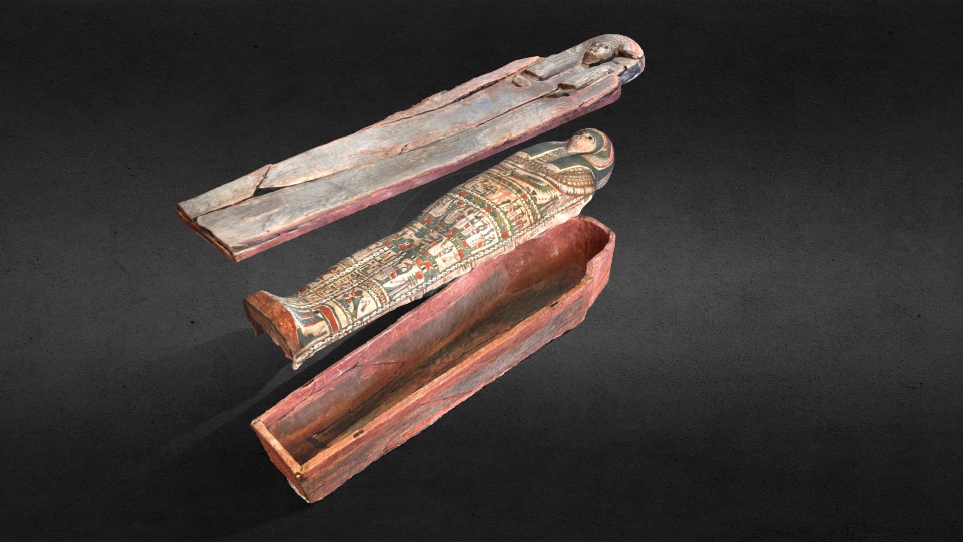 Ancient Egyptian Mummy Cartonnage and Coffin