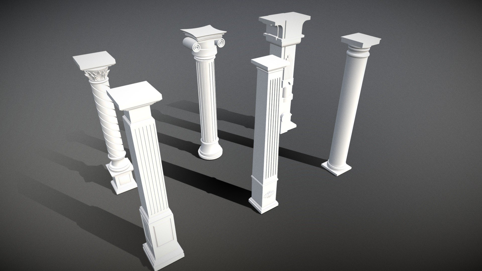 3D Columns Collection of 6 models