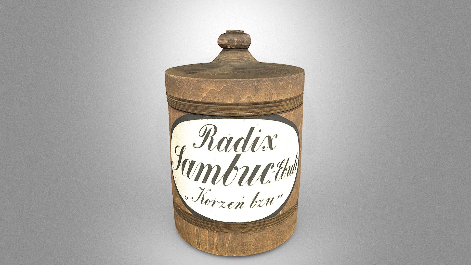 Wooden apothecary vessel for danewort root